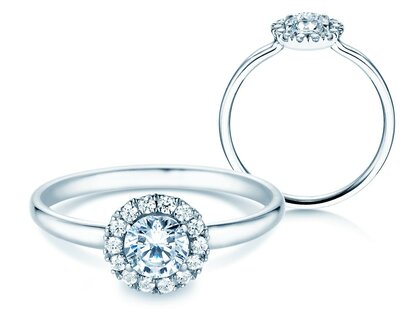 Engagement ring Flower in platinum
