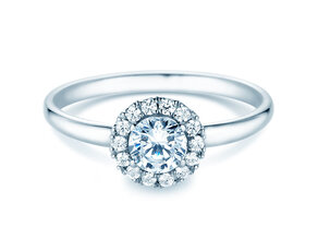 Engagement ring Flower in 18K white gold with diamonds 0.77ct G/SI