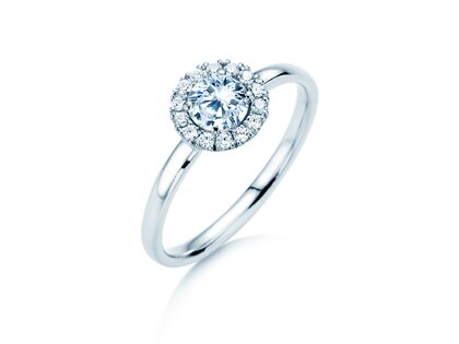 Engagement ring Flower in 18K white gold with diamonds 0.77ct G/SI