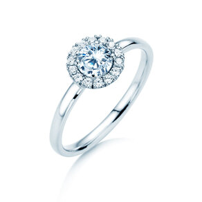 Engagement ring Flower in 18K white gold with diamonds 0.77ct G/SI
