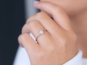 Engagement ring Flower in 14K white gold with diamonds 0.33ct G/SI