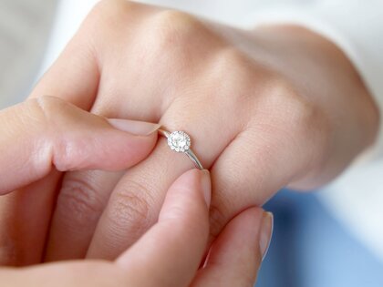 Engagement ring Flower in 14K white gold with diamonds 0.33ct G/SI
