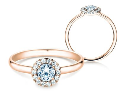 Engagement ring Flower in 14K rosé gold with diamonds 0.49ct
