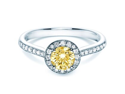 Engagement ring Halo Intense in 18K white gold with diamonds 0.78ct