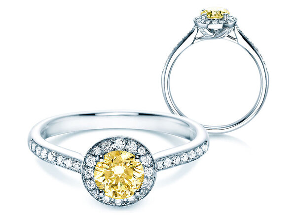Engagement ring Halo Intense in 18K white gold with diamonds 0.78ct