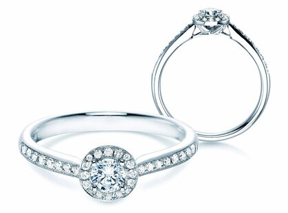 Engagement ring Halo Petite in white gold
