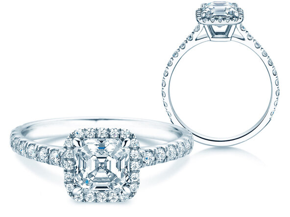 Engagement ring Pure Life in 9K white gold with lab-grown diamonds 0.61ct E/VS