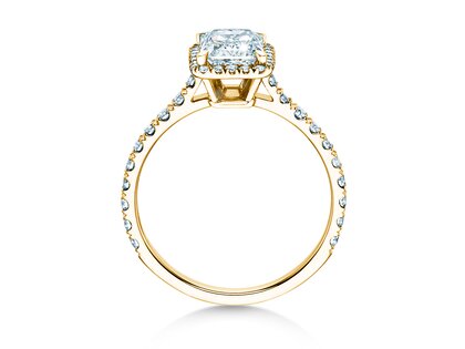 Engagement ring Radiant Halo Pavé in 9K yellow gold with lab-grown diamonds 1.40ct E/VS