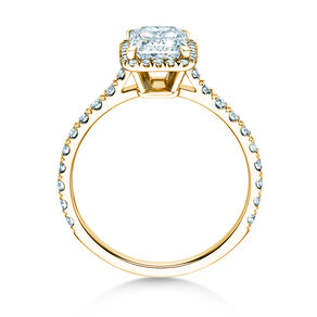 Engagement ring Radiant Halo Pavé in 9K yellow gold with lab-grown diamonds 1.40ct E/VS