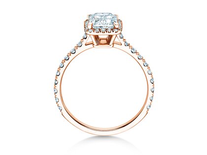Engagement ring Radiant Halo Pavé in 14K rosé gold with lab-grown diamonds 1.40ct E/VS