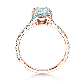 Engagement ring Radiant Halo Pavé in 14K rosé gold with lab-grown diamonds 1.40ct E/VS