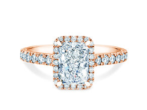 Engagement ring Radiant Halo Pavé in 14K rosé gold with lab-grown diamonds 1.40ct E/VS
