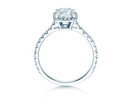 Engagement ring Radiant Halo Pavé in 14K white gold with lab-grown diamonds 2.02ct E/VS
