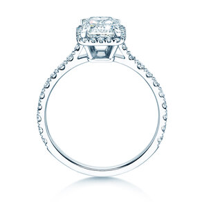 Engagement ring Radiant Halo Pavé in 14K white gold with lab-grown diamonds 2.02ct E/VS