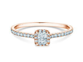 Engagement ring Radiant Halo Pavé in 14K rosé gold with lab-grown diamonds 0.58ct E/VS