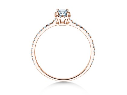 Engagement ring Radiant Halo Pavé in 14K rosé gold with lab-grown diamonds 0.58ct E/VS