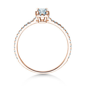 Engagement ring Radiant Halo Pavé in 14K rosé gold with lab-grown diamonds 0.58ct E/VS