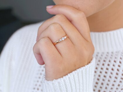 Engagement ring 3 Stones in 14K rosé gold with diamonds 0.20ct G/SI