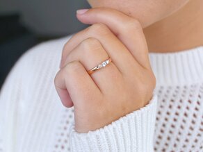 Engagement ring 3 Stones in 14K rosé gold with diamonds 0.20ct G/SI