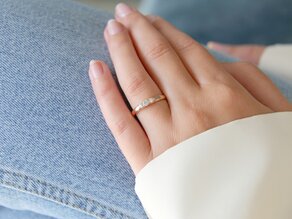 Engagement ring 3 Stones in 14K rosé gold with diamonds 0.20ct G/SI