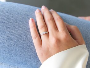 Engagement ring 3 Stones in 18K white gold with diamonds 1.00ct G/SI