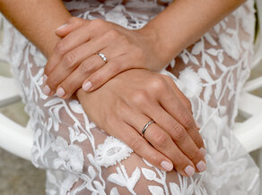 Engagement ring 3 Stones in 14K white gold with diamonds 0.40ct G/SI