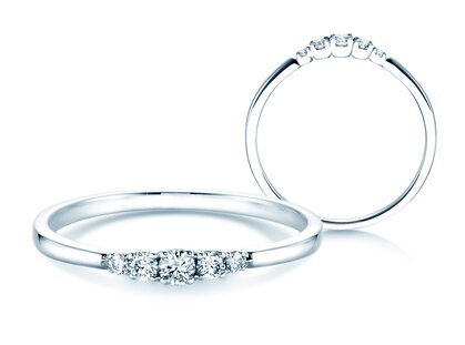 Engagement ring 5 Diamonds in 14K white gold with diamonds 0.15ct G/SI