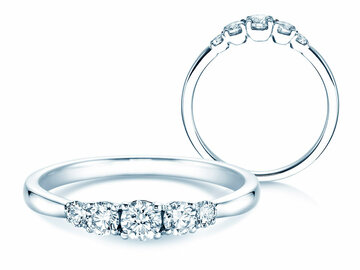 Engagement ring 5 Diamonds in white gold