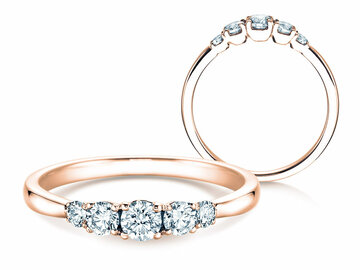 Engagement ring 5 Diamonds in rose gold