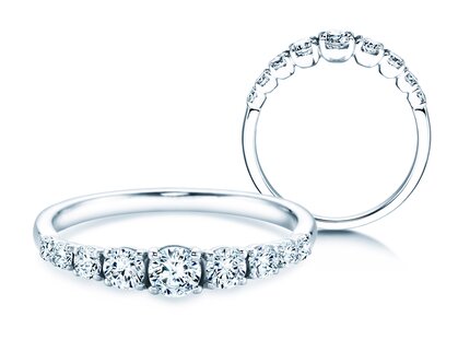 Engagement ring 9 Diamonds in 9K white gold with diamonds 0.27ct G/SI