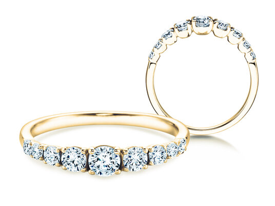 Engagement ring 9 Diamonds in 9K white gold with diamonds 0.27ct G/SI