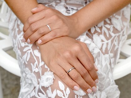 Engagement ring 9 Diamonds in 18K white gold with diamonds 0.61ct G/SI