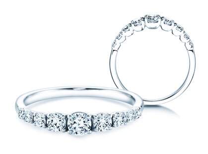 Engagement ring 9 Diamonds in platinum 950/- with diamonds 0.61ct G/SI