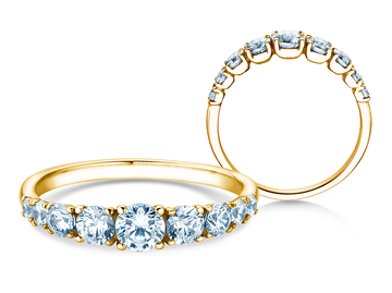 Engagement ring 9 Diamonds in yellow gold