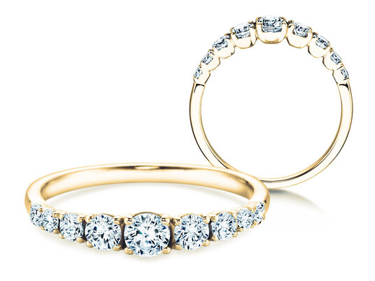 Engagement ring 9 Diamonds in yellow gold