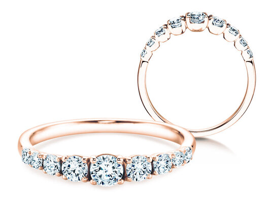 Engagement ring 9 Diamonds in rose gold