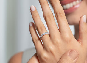 Engagement ring 9 Diamonds in 9K white gold with diamonds 1.00ct G/SI