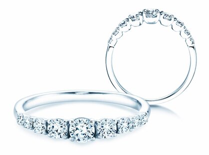 Engagement ring 9 Diamonds in platinum 950/- with diamonds 0.43ct