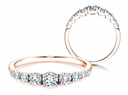 Engagement ring 9 Diamonds in 18K rosé gold with diamonds 0.43ct