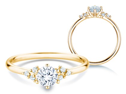 Engagement ring Blossom in 14K yellow gold with diamonds 0.58ct G/SI