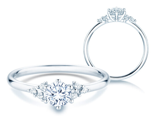 Engagement ring Blossom in 9K white gold with diamonds 0.21ct G/SI