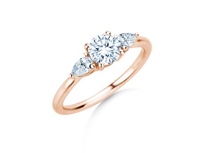 Engagement ring Allure in 14K rosé gold with lab-grown diamonds 0.41ct E/VS