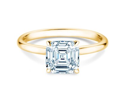 Engagement ring Asscher Cut in 9K yellow gold with lab-grown diamond 0.15ct E/VS