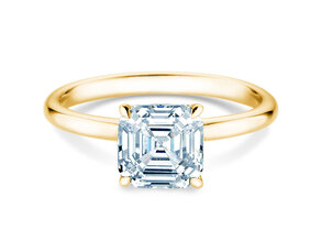 Engagement ring Asscher Cut in 9K yellow gold with lab-grown diamond 0.15ct E/VS