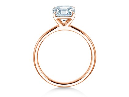Engagement ring Asscher Cut in 9K rosé gold with lab-grown diamond 0.15ct E/VS