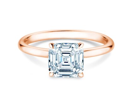 Engagement ring Asscher Cut in 9K rosé gold with lab-grown diamond 0.15ct E/VS