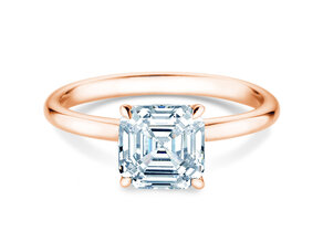 Engagement ring Asscher Cut in 9K rosé gold with lab-grown diamond 0.15ct E/VS