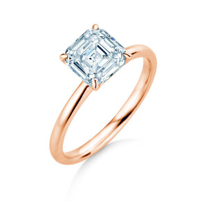 Engagement ring Asscher Cut in 9K rosé gold with lab-grown diamond 0.15ct E/VS