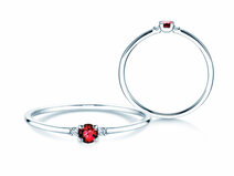 Engagement ring Glory Petite in 14K white gold with ruby 0.08ct and diamonds 0.02ct