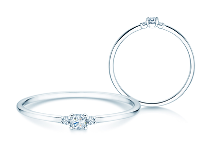 Engagement ring Vivid Petite Cushion Cut in platinum 950/- with diamonds 0.10ct G/SI